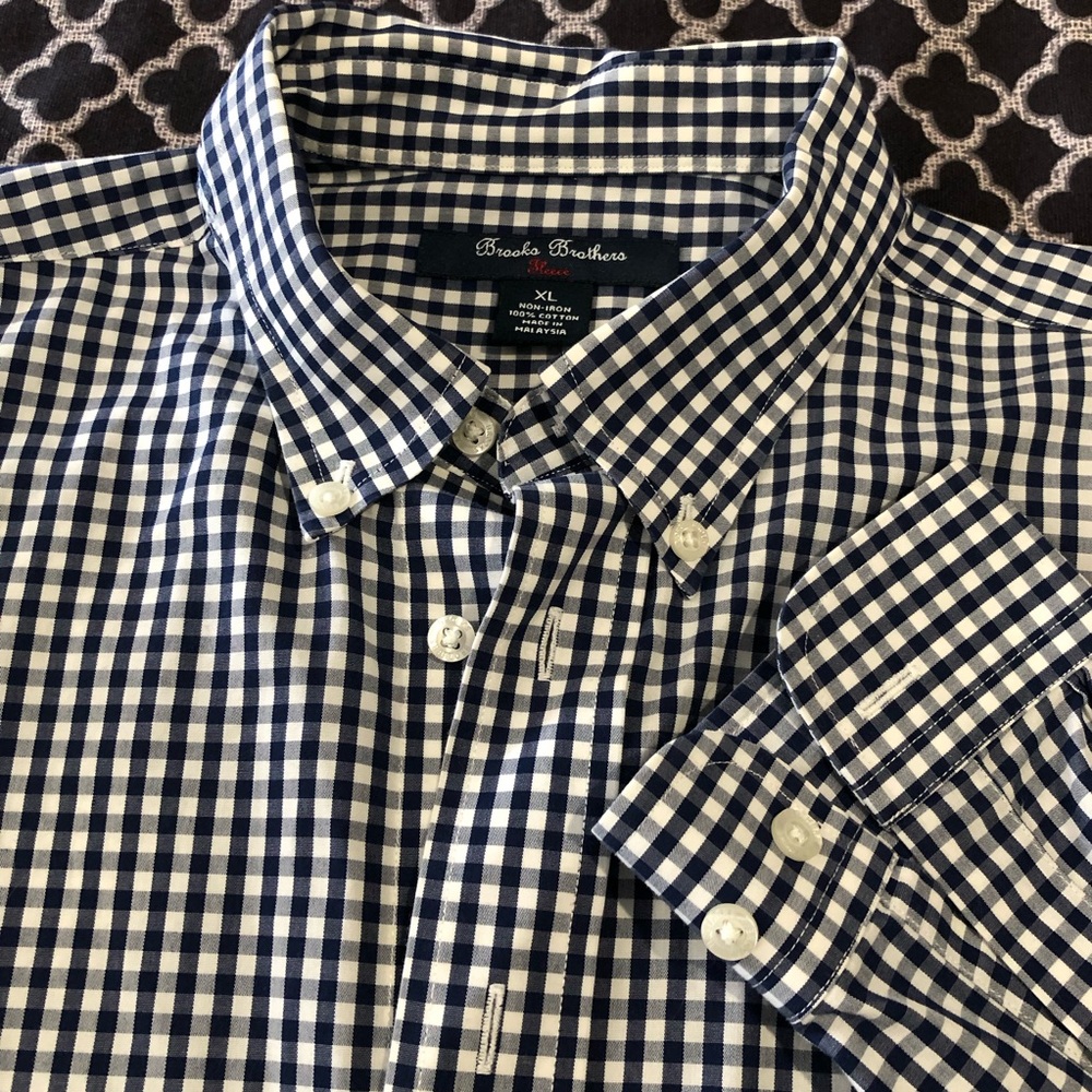 Brooks Brothers Red Fleece Men's Button Sz XL Blue Plaid Check Shirt Preppy Dd10